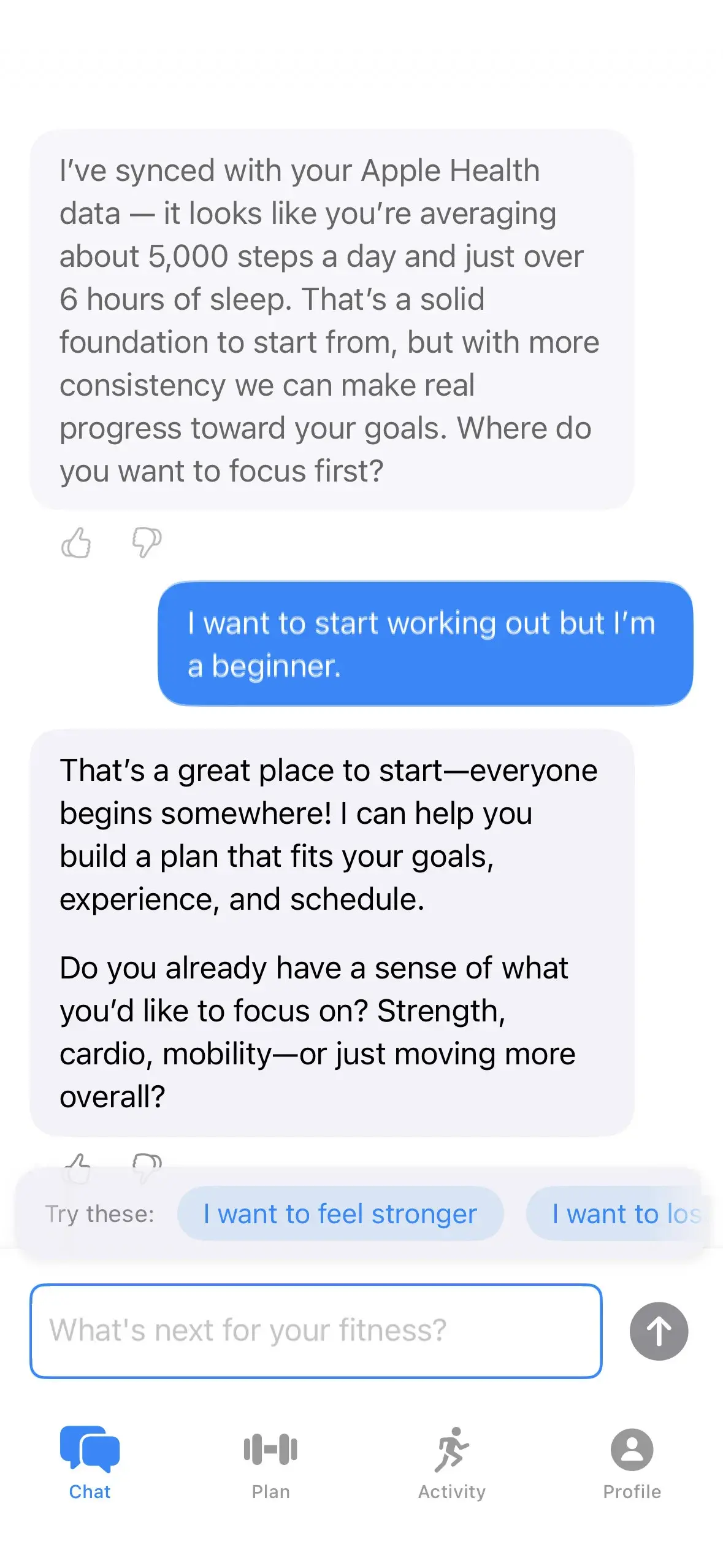 SensAI chat interface showing a detailed sleep analysis conversation