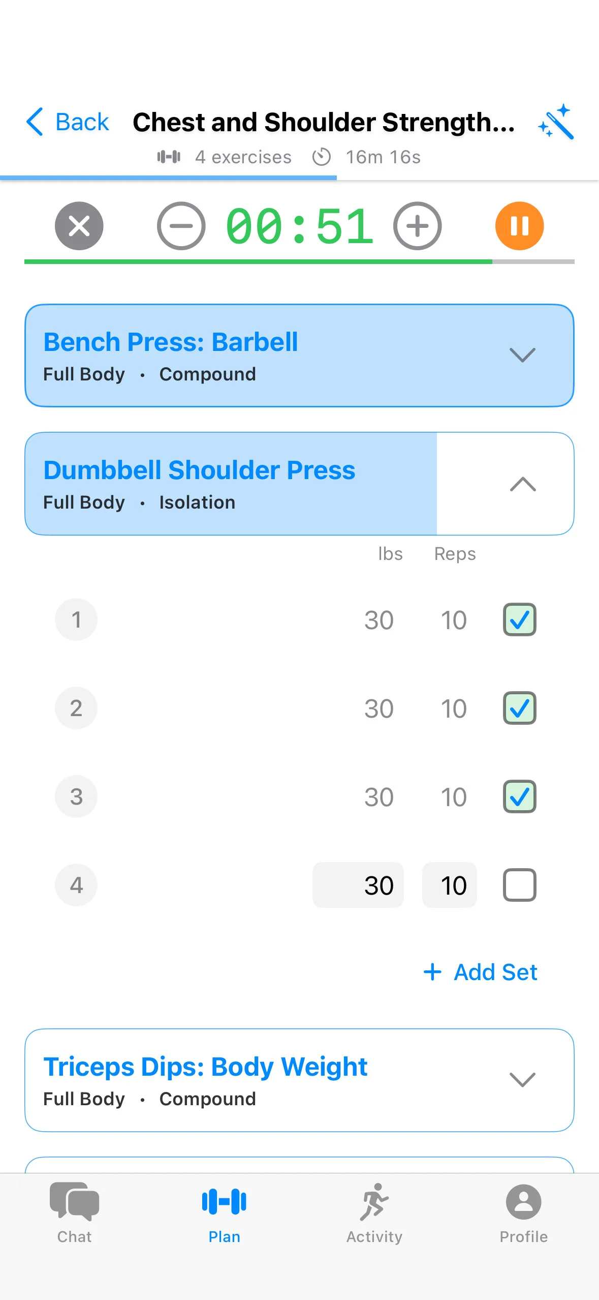 SensAI workout tracker - Active workout logging and real-time feedback